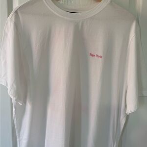 Maje White Tee with Pink Logo